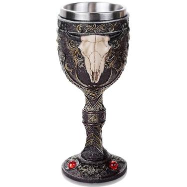 Imagem de Cálice de dragão gótico medieval de aço inoxidável, Dungeons and Dragons, Vikings, Dia das Bruxas, guerreiro, pirata, corpo de resina, copo decorativo de aço inoxidável, presentes de festa para