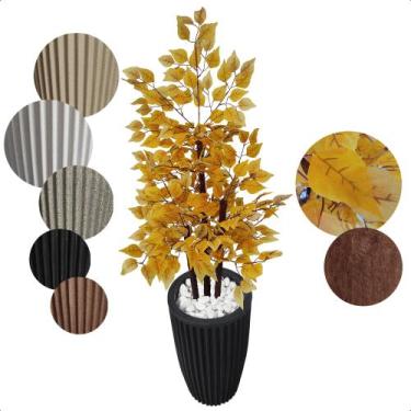 Imagem de Ficus Amarelo Planta Artificial com Vaso Decoração - Flor de Mentirinh