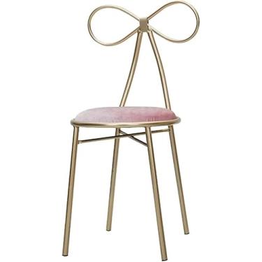 Imagem de Poltrona De Lazer Doméstico Criativo Bow Tie Dressing Table Cadeira De Maquiagem Cadeira De Jantar De Arte De Ferro Dourado Cadeira De Leitura Individual Decoração Il Stool Furniture, Pink, 1