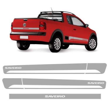 Imagem de Faixas Saveiro G5 G6 2014/ Adesivos Lateral E Traseiro Prata - SPORTIN