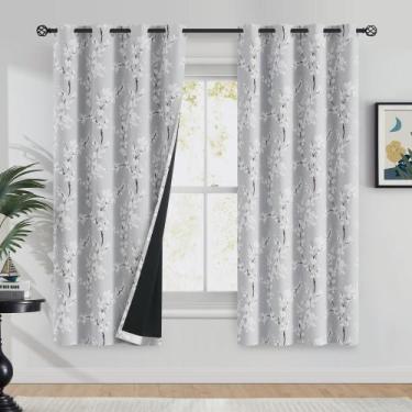 Imagem de Cortinas Blackout FMFUNCTEX Floral 100% poliéster cinza 160x160cm