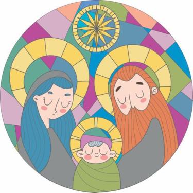 Imagem de Painel de Lona Redondo Presépio Mosaico - Fabrika de Festa, 130x130cm