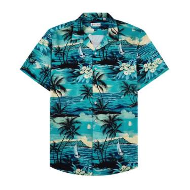 Imagem de Camisa havaiana Alimens & Gentle para homens com estampa de praia de v