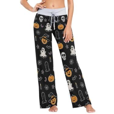 Imagem de Calça de pijama Anyangquji Halloween Bat Ghost Pumpkin Feminina