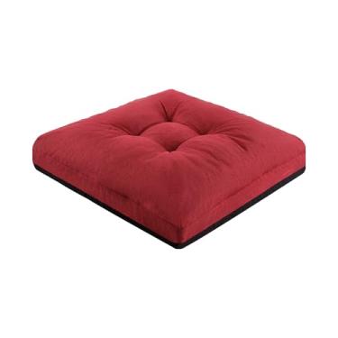 Imagem de LYLNBYWK Almofadas reclináveis, almofada de cadeira com design de camada dupla de 50 x 50 x 12 cm, almofadas de assento macias e espessas para idosos, vermelho vinho