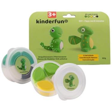 Imagem de Massa De Modelar EVA - Kit Panda E Pinguim - Brinquedo Educacional e Sensorial 60g - Com manual e passo a passo para moldar os personagens. (Anquilossauro e Pterossauro)