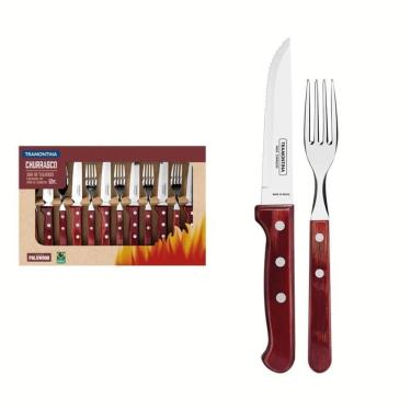 Imagem de Jogo De Churrasco Jumbo Tramontina Cabo Polywood Vermelho 12 Peças