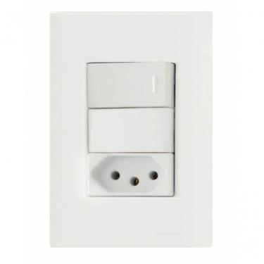 Imagem de Conjunto 4x2 1 Interruptor Simples 10 A 250 V 1 Tomada 2p+t 20 A 250 V Tramontina Giz