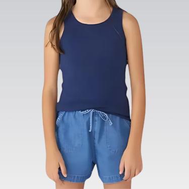 Imagem de Regata Básica Infantil Menina Em Ribana Azul Escuro 004