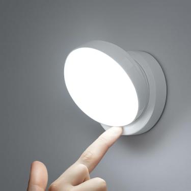 Imagem de Luminaria Led Recarregavel Sem Fio 360 Graus Magnética Sensor Automático Luz Dupla Ajustável Para Quarto Corredor Banheiro Mesa Cabeceira Abajur Decoração(Luz branca)