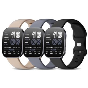 Imagem de Kollody Pacote com 3 pulseiras de silicone para relógio esportivo compatíveis com Amazfit Bip 6/Bip 5/Balance de 2,22 mm para Amazfit GTR 4/3 Pro/3/2/2e/GTR de 47 mm/equilíbrio/chita. Grande