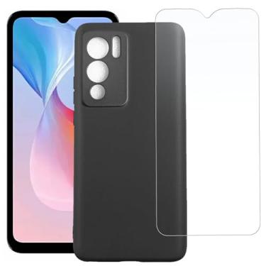 Imagem de TNKISRY Capa para celular Doogee N60 Pro [6,5 polegadas], capa macia de TPU protetora preta, posição precisa do orifício, película protetora de tela temperado [1 unidade]