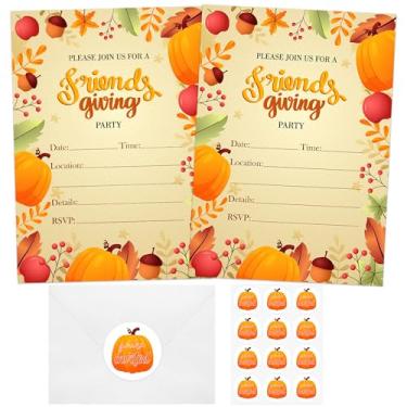 Imagem de wonmon Pacote com 30 cartões de convites para festa de ação de amigos felizes com envelopes e adesivos, folhas de outono de ação de graças com tema de peru para jantares de festa de casamento