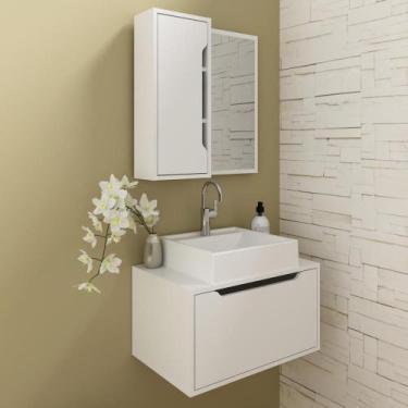 Imagem de Kit Banheiro Balcão e Espelheira Suspensos Branco - Tecno - Tecno Mobi
