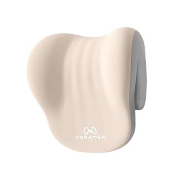 Imagem de KiBcsLic Cadeira de escritório com suporte de pescoço com memória, travesseiro para apoio de cabeça, suporte para pescoço, sofá de viagem, avião, Bege Cinza