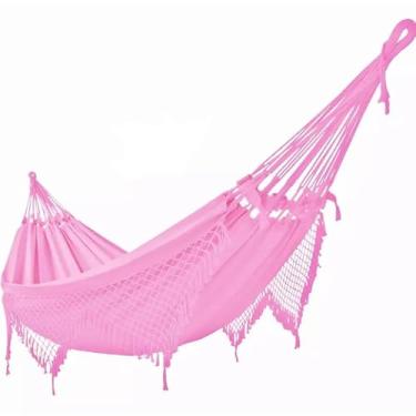 Imagem de REDE DE DESCANSO DORMIR CASAL MUITAS CORES LUXO GRANDE PERNAMBUCANA GIGANTE DECORAÇÃO(Rosa bebê)