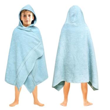 Imagem de ORIGINAL KIDS Toalha de banho com capuz - Toalha de banho ultramacia 100% algodão felpudo grande grande com capuz toalha infantil com borda - criança grande chuveiro piscina praia - absorvente secagem