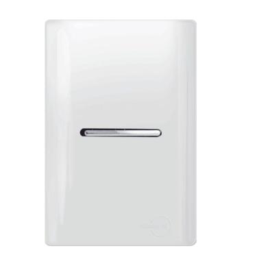 Imagem de Interruptor Simples Horizontal Cromado com Placa 4x2 Branco - DC-12002 - NOVARA