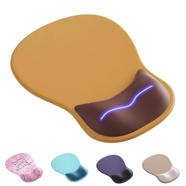Imagem de Mouse pad ergonômico com descanso de pulso, bonito suporte de pulso de gel para mousepad - pequeno mini portátil para viagem, mouse pads para mesa, computador, escritório e decoração de casa - (marrom