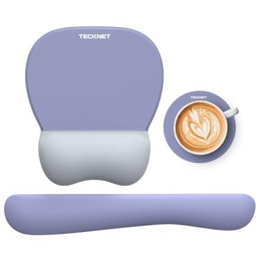 Imagem de TECKNET Conjunto de mouse pad de gel com descanso de pulso e apoio de pulso para teclado, descanso ergonômico para mouse com base de poliuretano antiderrapante para alívio da dor, computador, laptop