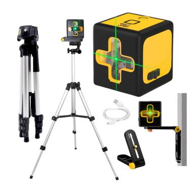 Imagem de Nível A Laser Profissional Verde 20m Teto Parede 2 Linhas Recarregável Com Tripé 2 Metros