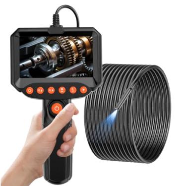 Imagem de HYZHANHONG Câmera endoscópica de lente dupla com 8 luzes LED, câmera de inspeção boroscópio com tela HD IPS 1080P de 4,3", câmera à prova d'água IP67 para encanamento,2M