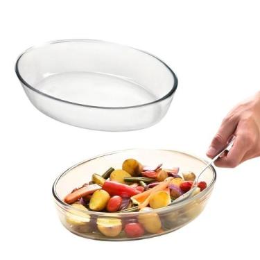 Imagem de Travessa Assadeira de Vidro Borossilicato Oval Grande Forno Servir 1,6