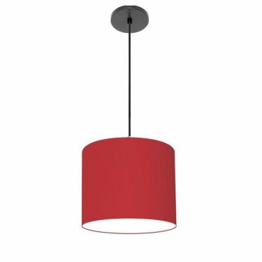 Imagem de Lustre Luminária Pendente Vivare Free Lux Pe-4107pr Cúpula Em Tecido 25x20cm Bordo Canopla Preta E Fio Preto