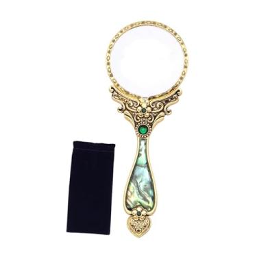 Imagem de oshhni Lupa de leitura estilo retrô 4x, cabo antiderrapante, ferramenta compacta de identificação, auxílio de leitura para artesanato e ciências, Ouro Antigo