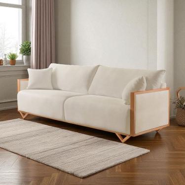 Imagem de Sofá Fixo Lara 2 Lugares Luxo 1,70m Castellar Móbile Sintético Off White