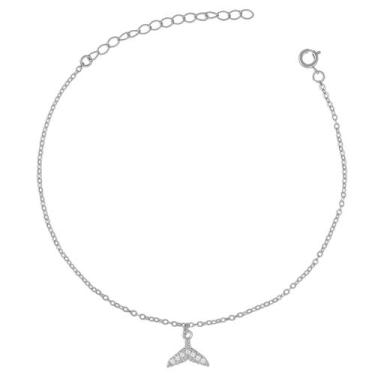 Imagem de Tornozeleira Rabo Sereia Baleia Cravejado Banhado Prata 925 - Papillon