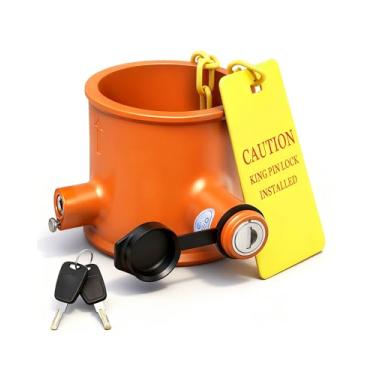 Imagem de IZTOSS Trava de 5ª roda de aço sólido resistente com etiqueta de aviso antifurto à prova d'água para trailers de contêineres e campistas