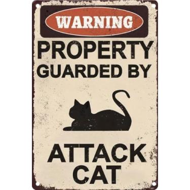 Imagem de Placa de aviso vintage de metal retrô de ataque de metal para decoração de casa placas de arte de parede elegantes presente para casa de banho cozinha e decoração de parede gótica em todos os cômodos