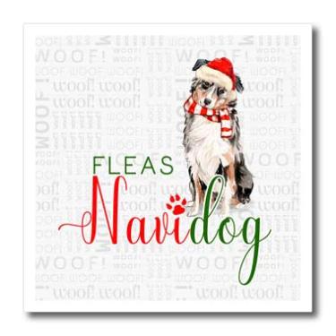 Imagem de 3dRose ht_299883_3 pulgas de cachorro de pastor australiano engraçado Navidog para amantes de animais de estimação - transferência de calor a ferro, 25,4 cm, multicolorido