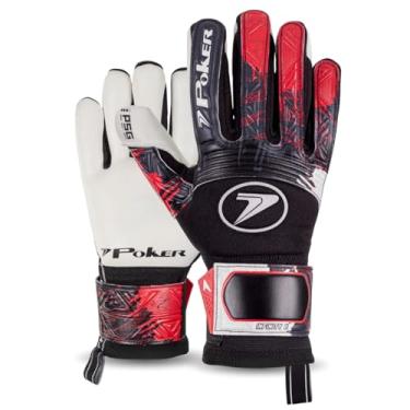 Imagem de Luva De Goleiro Profissional Poker Infinity 2 Látex Alemão Grip Gel Gramado Sintético Natural Grama Society Campo Profissional Futebol Oficial (Preto-vermelho, 8)