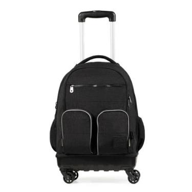 Imagem de Mochila de Rodinha Juvenil Masculina Color Block 4 Rodas Preta - Bagag