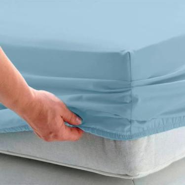 Imagem de Lençol Avulso Queen C/Elástico Percal 200 Fios 100% Algodão (Azul)