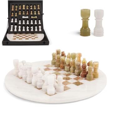 Imagem de EarthenTones Marble Chess Set for Adults with Complementary Storage Box, 15" White & Green Handmade Board Games for Adults, Premium Chess Set Board Game with Extra Queens
