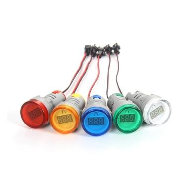 Imagem de 1 peça de dia30 mm cabeça redonda LED iluminada M22 amperímetro industrial 0-100A display digital amperímetro industrial (branco)