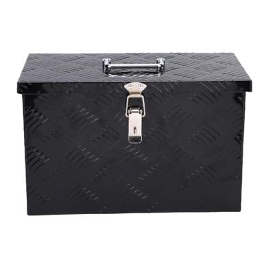 Imagem de Asixxsix Caixa de ferramentas para caçamba de caminhão, caixa de ferramentas para reboque externo em liga de resistente de 16 polegadas e 20 litros com alça superior dobrável