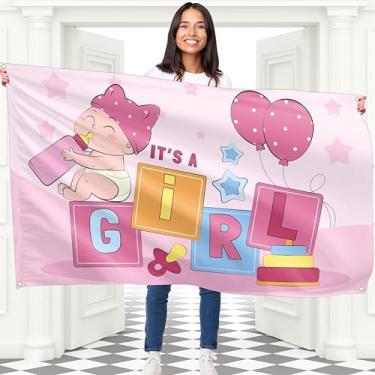 Imagem de Faixa It's a Girl - Faixa Welcome Baby Girl 1,5 x 0,9 m - Decorações doces para chá de bebê ou festa de revelação de gênero