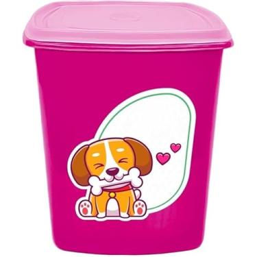 Imagem de Porta Ração 6 litros Pote para Ração de Cães e Gatos (Cachorro Rosa,1 unidade)