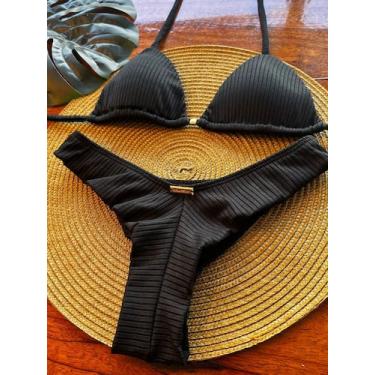 Imagem de Biquini Cortininha Triangulo Modelador Canelado Com Bojo Aro Inteiro C