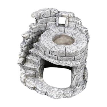 Imagem de MotiveTech Réptil Esconderijo Habitat Brinquedo Fundo Decorativo Terrário Aquário Resina Caverna para Tartarugas
