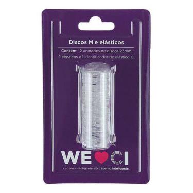 Imagem de 12 Discos Médio Transparente e 2 Elásticos Caderno Inteligente