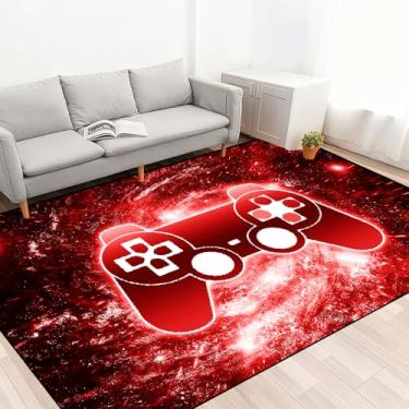Imagem de Tapete de videogame, tapetes de área de controle de gamepad impressos em 3D para quarto meninos sala de estar vermelho grande tapetes de gamer legais design de arte de jogos decoração de casa capacho de cristal, tapetes de ioga, 177,8 cm x 139,7 cm