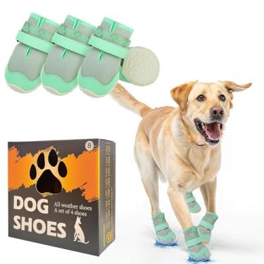 Imagem de BEAUTYZOO Sapatos para cães grandes, sapatos de cachorro para calçada quente, botas de caminhada para cães e protetores de patas para dias de inverno com neve, chuva - botas antiderrapantes