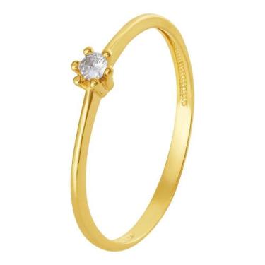 Imagem de Anel Prata Revestida Solitário com Zircônia - Convex, 18