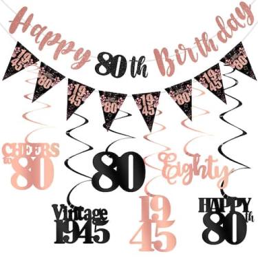 Imagem de Decorações de aniversário Kircirx 80th para mulheres com banner e rede