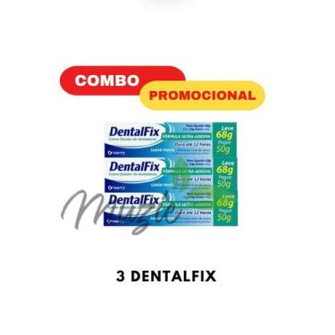 Imagem de Kit com 3 Dentalfix Sabor Menta creme fixador de dentaduras leve 68g p